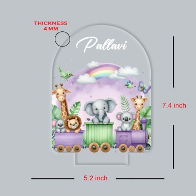 Personalized Safari Animal Train UV Print 3D Multicolor LED Night Light Custom Name Kids Lamp